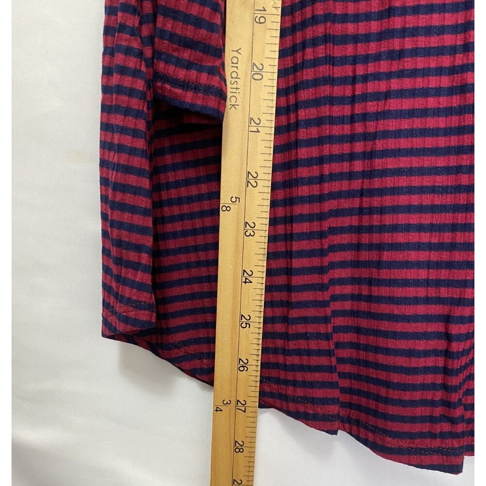 Women’s Magenta Navy Striped Cold Shoulder Top Long Sleeve Size M - Picture 11 of 12